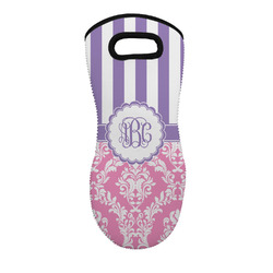 Pink & Purple Damask Neoprene Oven Mitt w/ Monograms