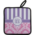 Pink & Purple Damask Pot Holder w/ Monogram
