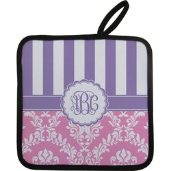 Pink & Purple Damask Pot Holder w/ Monogram