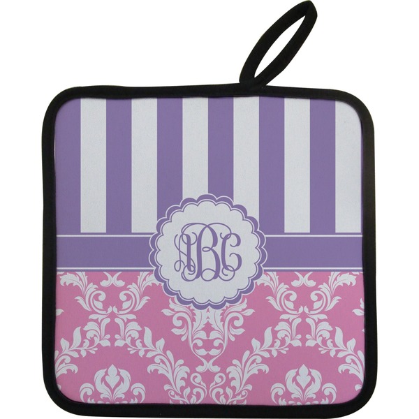 Pink & Purple Damask Neoprene Pot Holder