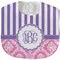 Pink & Purple Damask Velour Baby Bib w/ Monogram