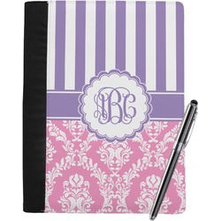 Pink & Purple Damask Notebook Padfolio - Large w/ Monogram