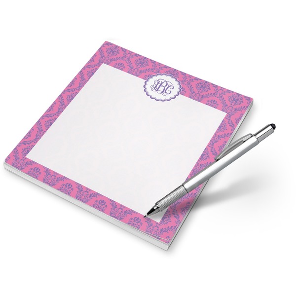 Custom Pink & Purple Damask Notepad (Personalized)