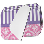 Pink & Purple Damask Dining Table Mat - Octagon - Set of 4 (Single-Sided) w/ Monogram