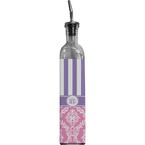 Custom Pink & Purple Damask Oil Dispenser Bottle (Personalized)