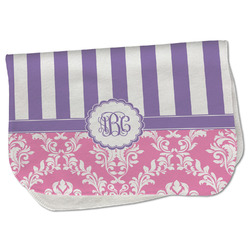 Pink & Purple Damask Burp Cloth - Fleece w/ Monogram