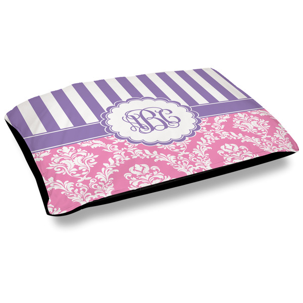 Custom Pink & Purple Damask Dog Bed w/ Monogram