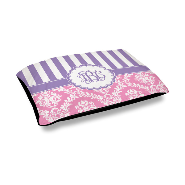 Custom Pink & Purple Damask Outdoor Dog Bed - Medium (Personalized)
