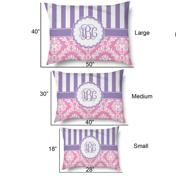 Pink & Purple Damask Outdoor Dog Beds - SIZE CHART