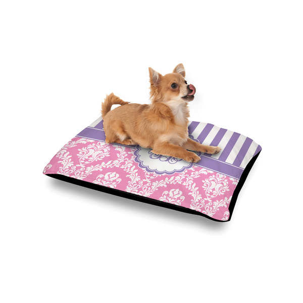 Pink & Purple Damask Outdoor Dog Beds - Small - IN CONTEXT