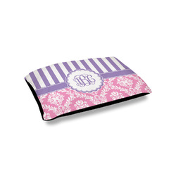 Pink & Purple Damask Outdoor Dog Bed - Small (Personalized)
