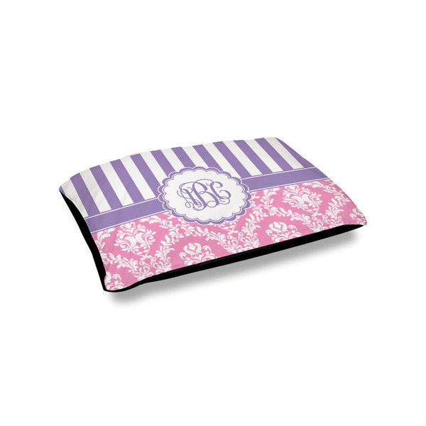 Custom Pink & Purple Damask Outdoor Dog Bed - Small (Personalized)