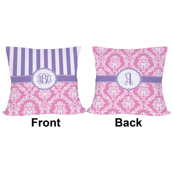 Pink & Purple Damask Outdoor Pillow - 16x16