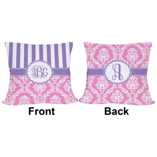 Pink & Purple Damask Outdoor Pillow - 20x20