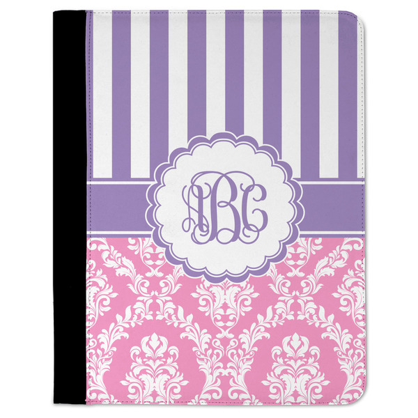 Custom Pink & Purple Damask Padfolio Clipboard - Large (Personalized)