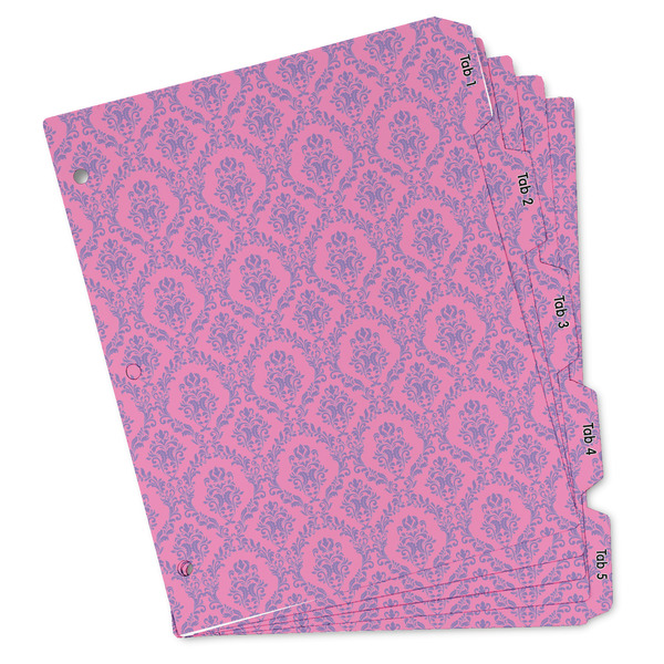 Custom Pink & Purple Damask Binder Tab Divider - Set of 5 (Personalized)