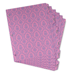 Pink & Purple Damask Binder Tab Divider - Set of 6 (Personalized)