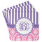 Pink & Purple Damask Paper Coasters (Personalized)