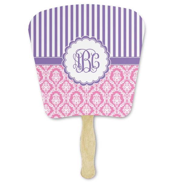 Custom Pink & Purple Damask Paper Fan (Personalized)