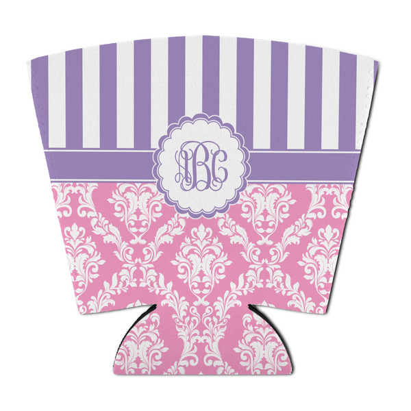 Custom Pink & Purple Damask Party Cup Sleeve - with Bottom (Personalized)