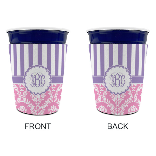 Pink & Purple Damask Party Cup Sleeves - without bottom - Approval