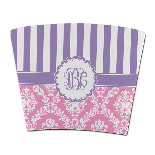 Custom Pink & Purple Damask Party Cup Sleeve - without bottom (Personalized)
