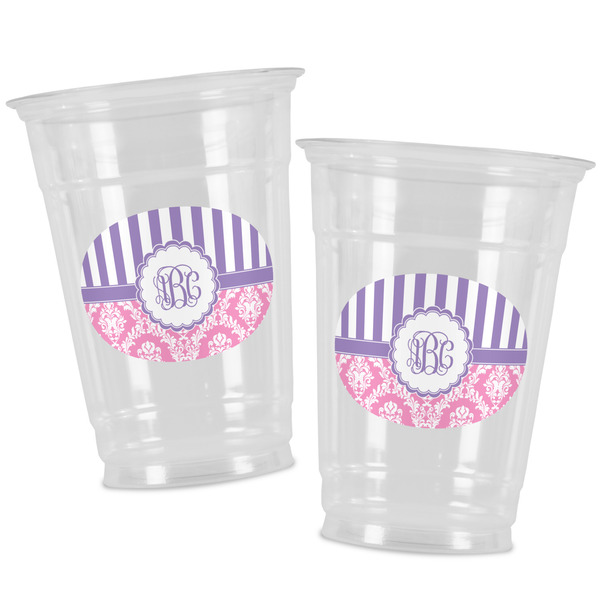 Pink & Purple Damask Party Cups - 16oz - Alt View