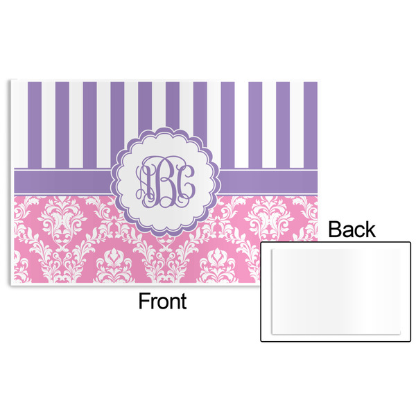 Pink & Purple Damask Disposable Paper Placemat - Front & Back