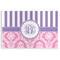 Pink & Purple Damask Disposable Paper Placemat - Front View