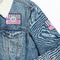 Pink & Purple Damask Patches Lifestyle Jean Jacket Detail