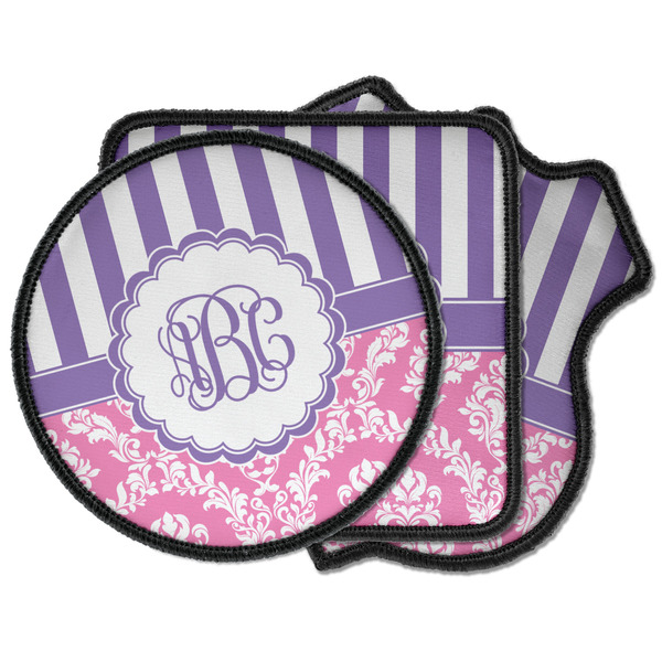 Custom Pink & Purple Damask Iron on Patches (Personalized)