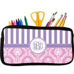 Pink & Purple Damask Neoprene Pencil Case (Personalized)