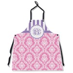 Pink & Purple Damask Apron Without Pockets w/ Monogram