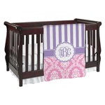 Pink & Purple Damask Baby Blanket (Single Sided) (Personalized)