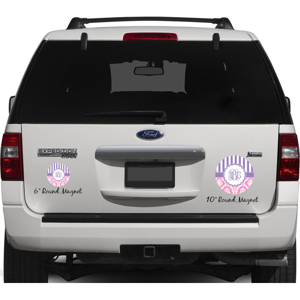 Pink & Purple Damask Personalized Car Magnets on Ford Explorer