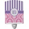 Pink & Purple Damask Ceramic Night Light (Personalized)