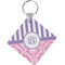 Pink & Purple Damask Diamond Plastic Keychain w/ Monogram
