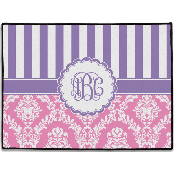 Custom Pink & Purple Damask Door Mat (Personalized)