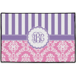 Pink & Purple Damask Door Mat - 36"x24" (Personalized)