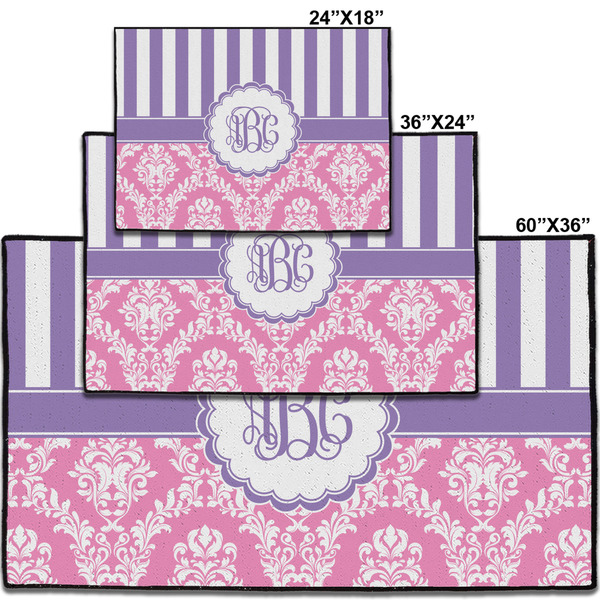 Pink & Purple Damask Personalized Door Mat - Group Parent IMF