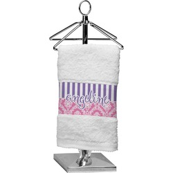 Pink & Purple Damask Cotton Finger Tip Towel (Personalized)