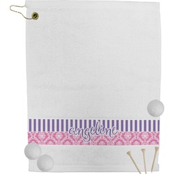 Pink & Purple Damask Golf Bag Towel (Personalized)