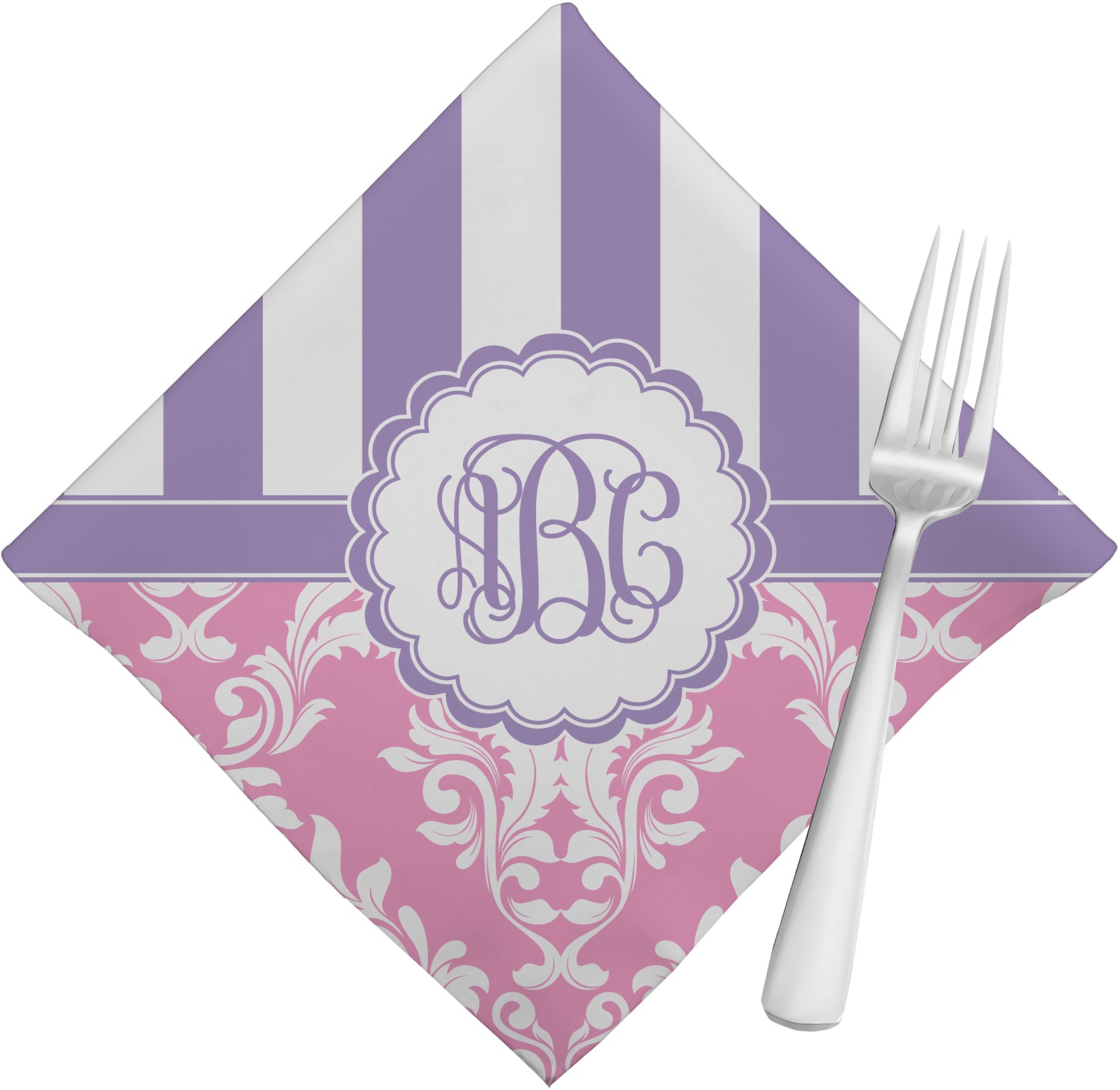 Pink & Purple Damask Cloth Napkins (Set of 4) (Personalized
