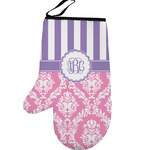 Pink & Purple Damask Left Oven Mitt (Personalized)