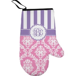 Pink & Purple Damask Oven Mitt (Personalized)