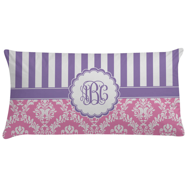 Custom Pink & Purple Damask Pillow Case - King (Personalized)