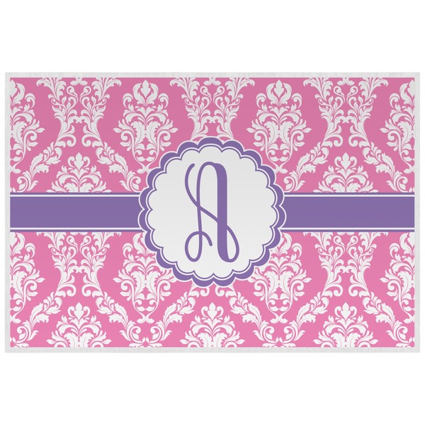 Pink & Purple Damask Personalized Placemat (Back)