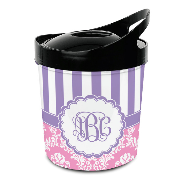 Custom Pink & Purple Damask Plastic Ice Bucket (Personalized)