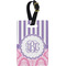 Pink & Purple Damask Plastic Luggage Tag - Rectangular w/ Monogram