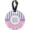 Pink & Purple Damask Personalized Round Luggage Tag
